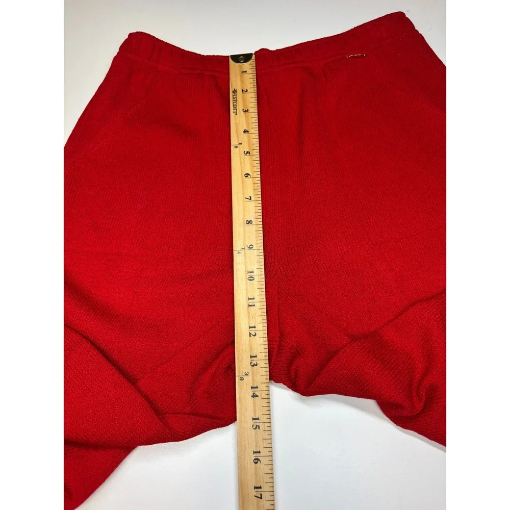 St. John Sport Pants M Red Santana Knit Wool Blend Pull On Wide Leg Cropped